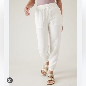 Athleta White Retreat Linen Joggers